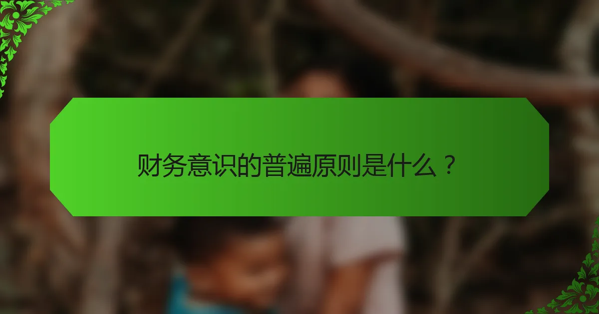 财务意识的普遍原则是什么？