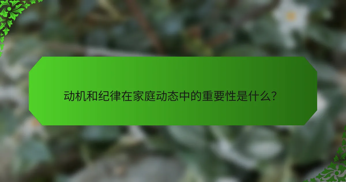 动机和纪律在家庭动态中的重要性是什么？