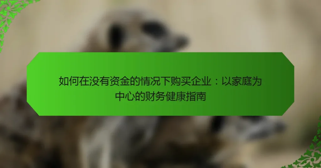 如何在没有资金的情况下购买企业：以家庭为中心的财务健康指南
