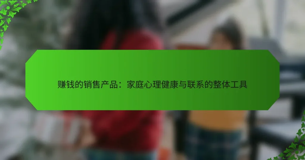 赚钱的销售产品：家庭心理健康与联系的整体工具