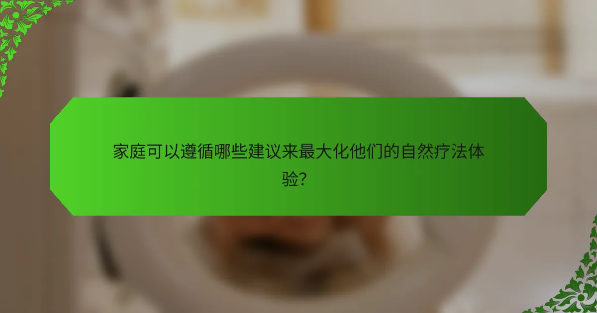 家庭可以遵循哪些建议来最大化他们的自然疗法体验？