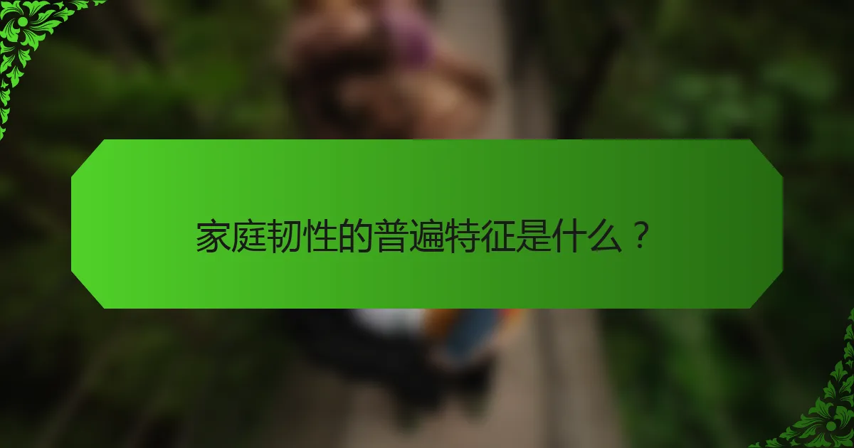 家庭韧性的普遍特征是什么？